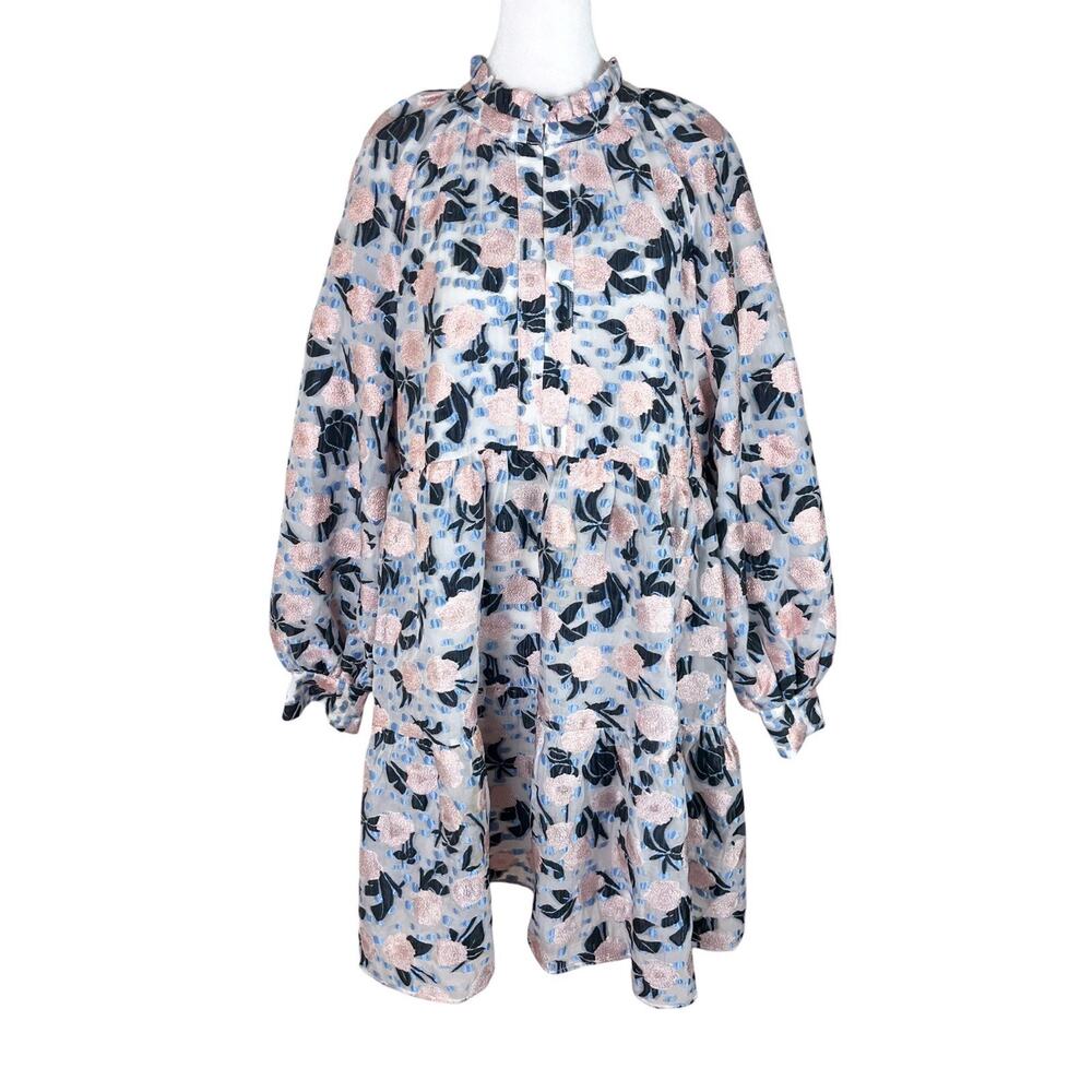 Stine Goya Jasmine Metallic Floral Brocade Organza Coquette Dress Size Large - Picture 3 of 11